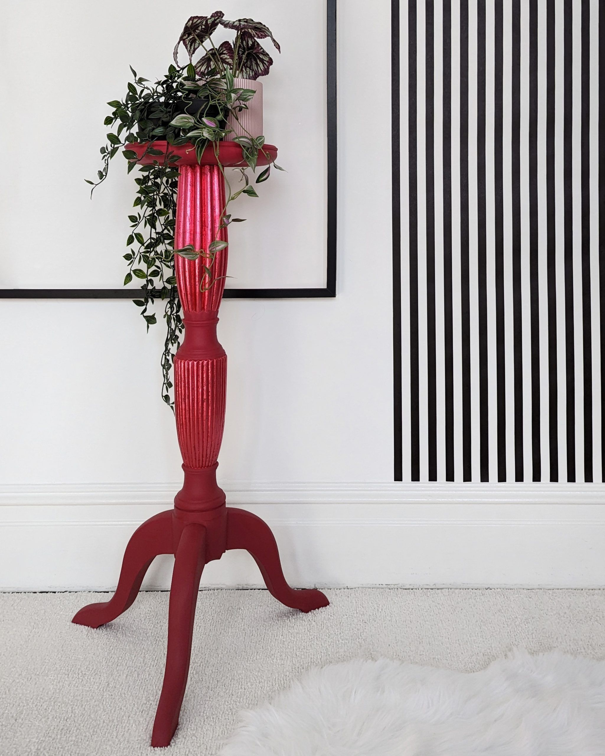 Ruby | Red Plant Stand With Metallic Details | Webb & Gray Intended For Red Plant Stands (View 3 of 15)