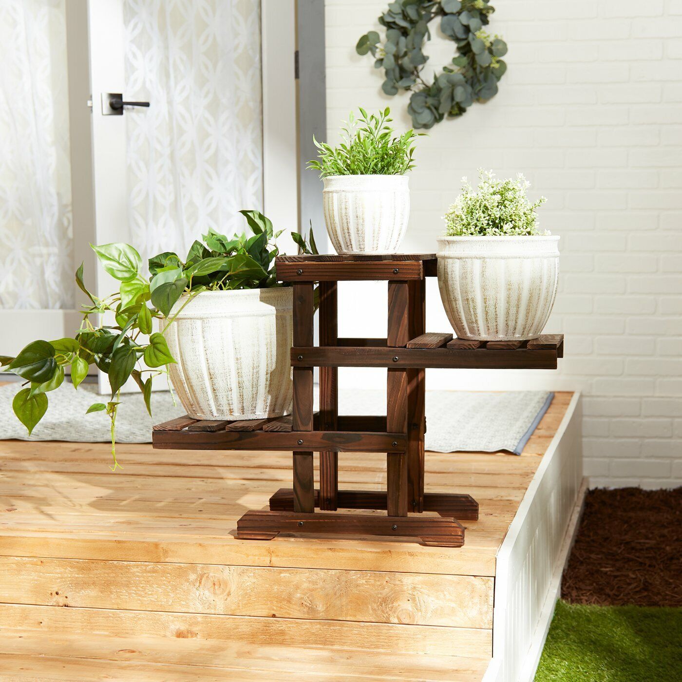 Rustic Farm House Style Indoor Outdoor Garden Planter Plant Stand With 3  Shelf | Ebay With Rustic Plant Stands (View 14 of 15)