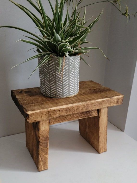 Rustic Wooden Plant Stand Plant Stool Plant Shelf Solid – Etsy Singapore Intended For Rustic Plant Stands (View 12 of 15)