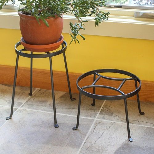 Set Of 2 Diamond Plant Stands Wrought Iron Indoor/Outdoor – Etsy Throughout Wrought Iron Plant Stands (View 4 of 15)