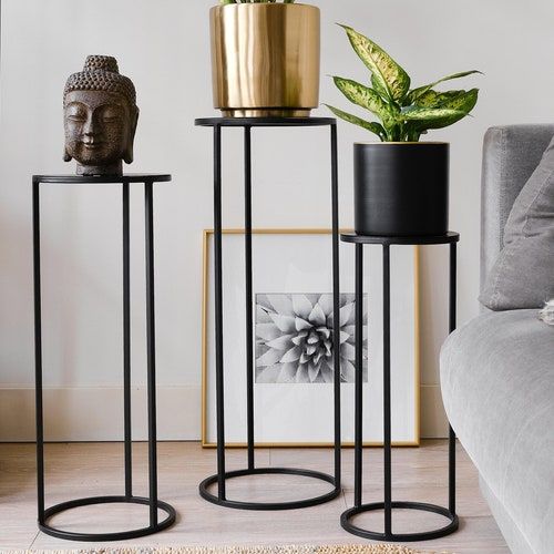 Set Of 3 Metal Plant Stand Nesting Display End Table Round – Etsy With Regard To Set Of Three Plant Stands (View 6 of 15)