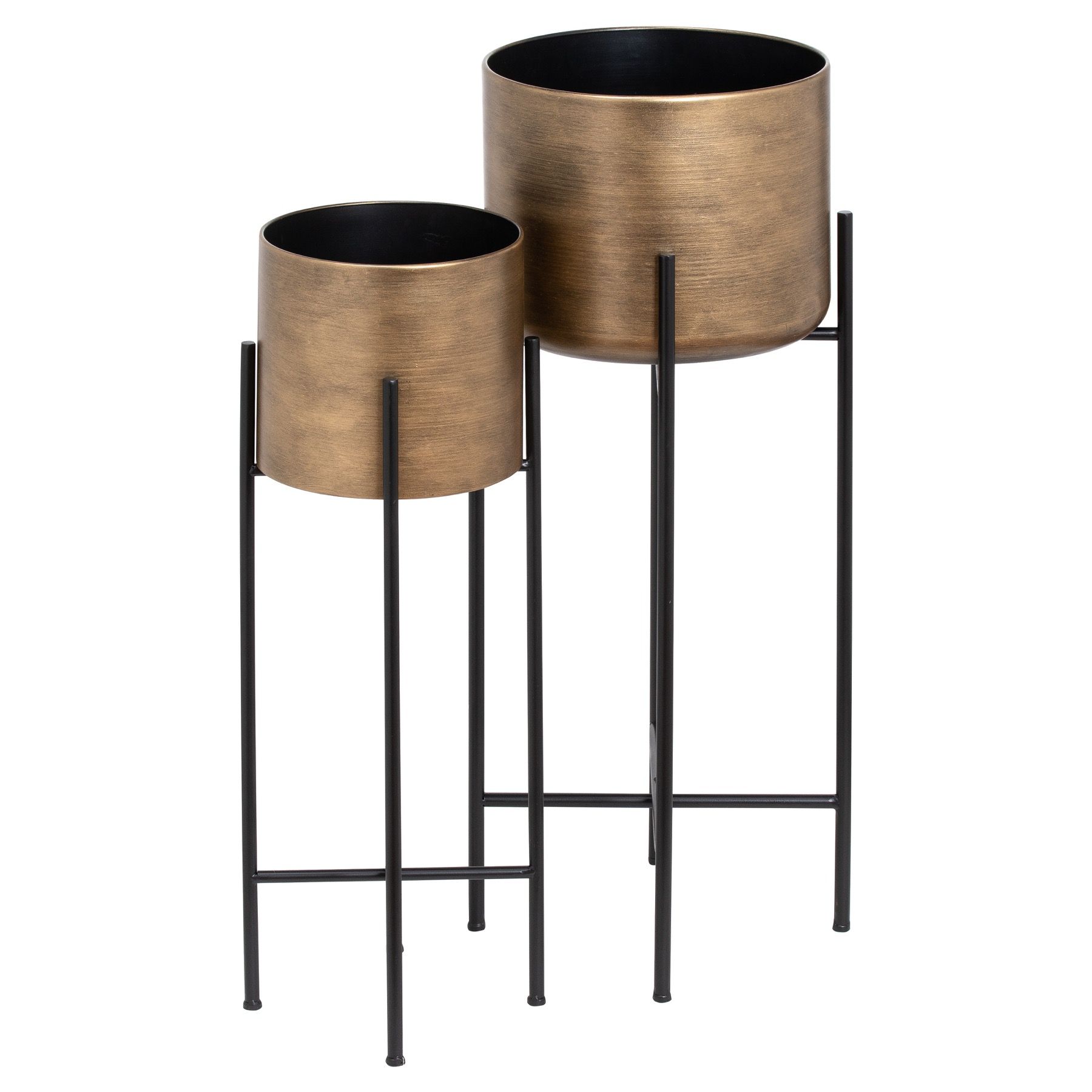 Set Of Two Bronze Planters On Stand | Wholesalehill Interiors In Bronze Small Plant Stands (View 5 of 15)