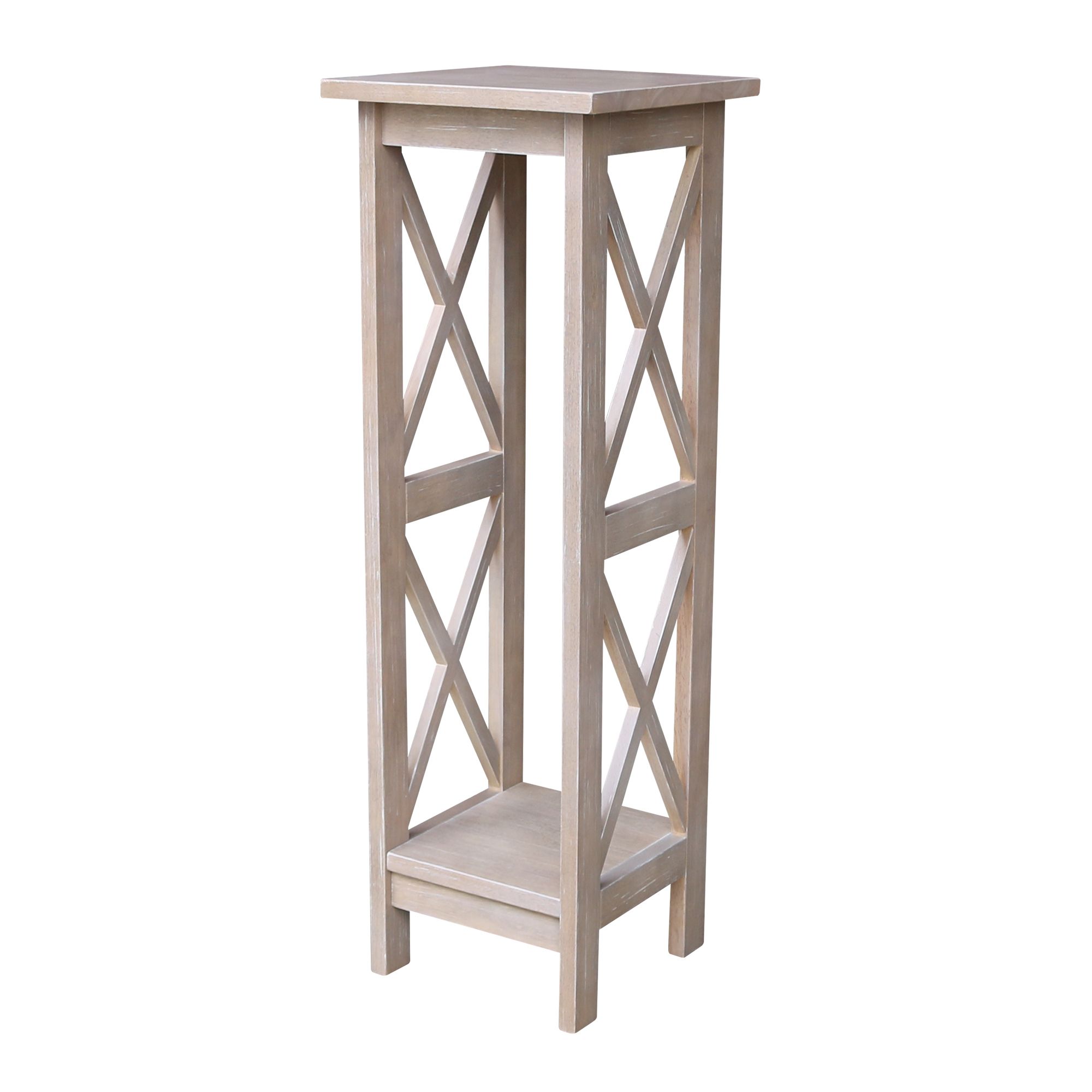 Solid Wood X Sided Plant Stand In Washed Gray Taupe – Walmart With Regard To Weathered Gray Plant Stands (View 12 of 15)