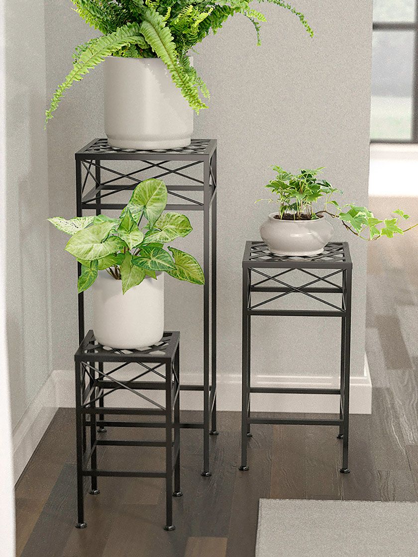 Square Metal Nesting Plant Stands Set Of 3 | Gardener'S Supply Throughout Set Of 3 Plant Stands (View 10 of 15)