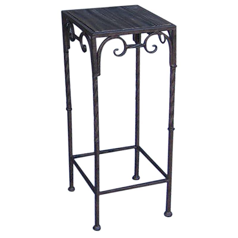 Square Wood Top Plant Stand With Brown Twist Metal Leg, Large | At Home |  The Home Decor & Holiday Superstore Intended For Square Plant Stands (View 4 of 15)