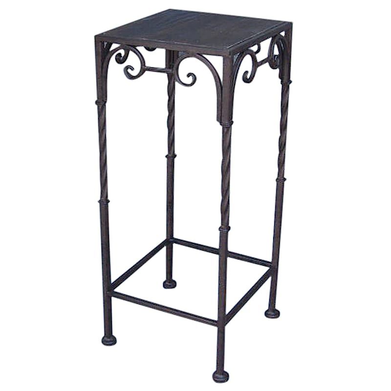 Square Wood Top Plant Stand With Brown Twist Metal Leg, Medium | At Home |  The Home Decor & Holiday Superstore Regarding Brown Metal Plant Stands (View 1 of 15)