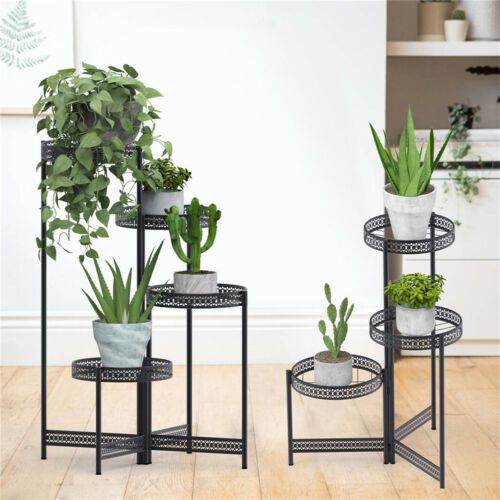 Strong 3/4 Tier Plant Stand Folding Nesting Plant Holder Vintage Garden  Patio | Ebay With Regard To 4 Tier Plant Stands (View 9 of 15)