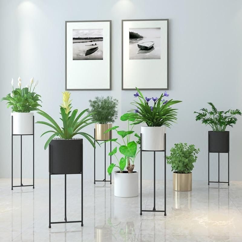 Tall Classy Plant Stand And Pot | Modern Plant Stand, Plant Stand, Tall Plant  Stands With Nickel Plant Stands (View 9 of 15)