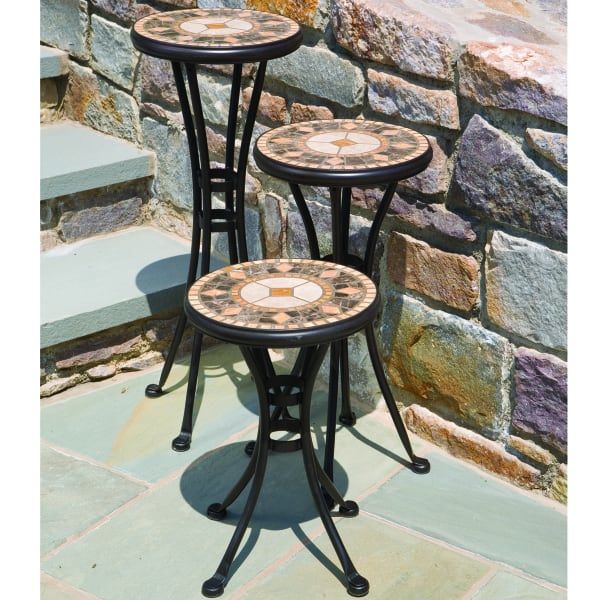 The Compass 12" Round Set Of Three Plant Standsalfresco Home | Plant  Stands Within Set Of Three Plant Stands (View 13 of 15)