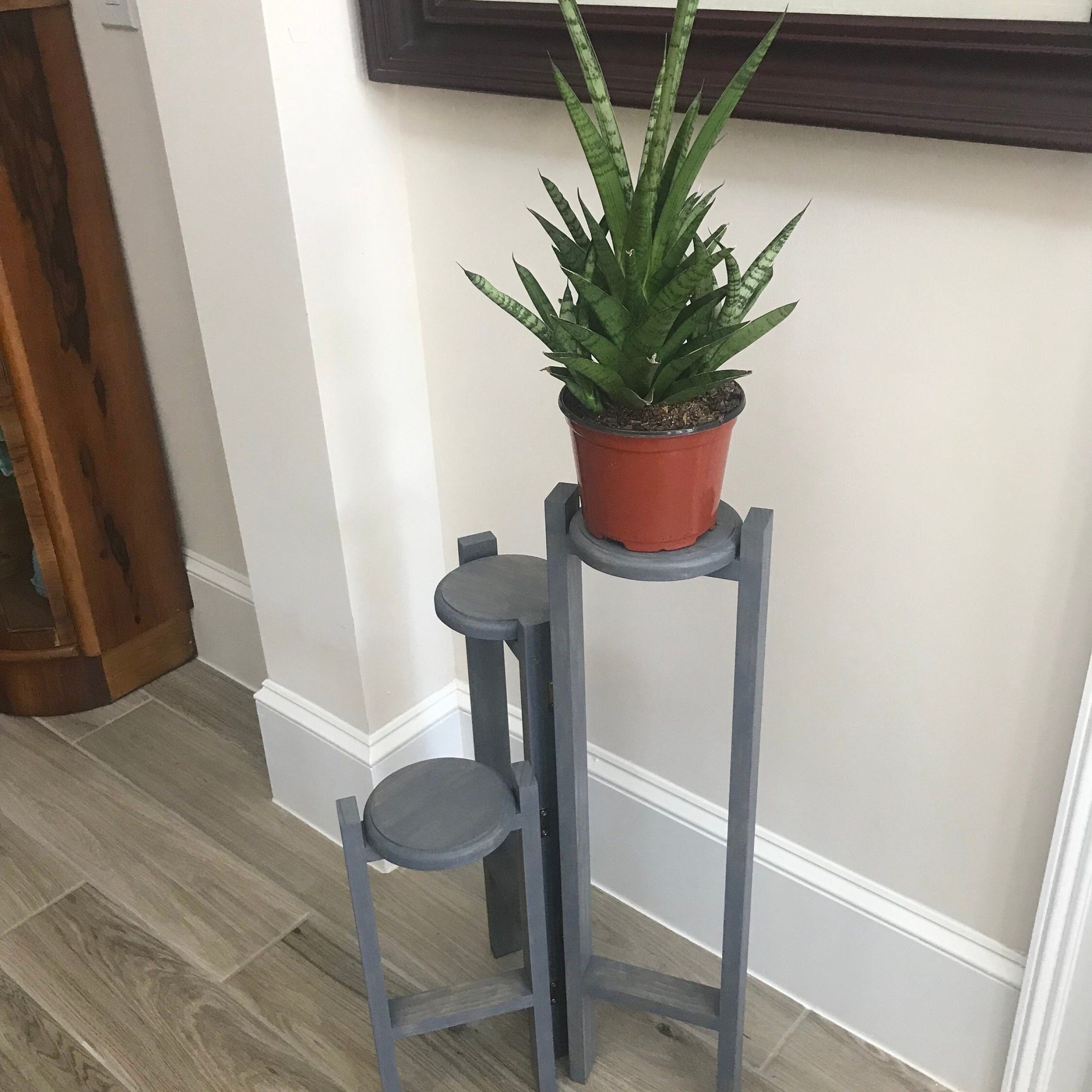 The Trio 3 Tier Plant Stand Minimalistic Modern – Etsy Intended For Weathered Gray Plant Stands (View 15 of 15)