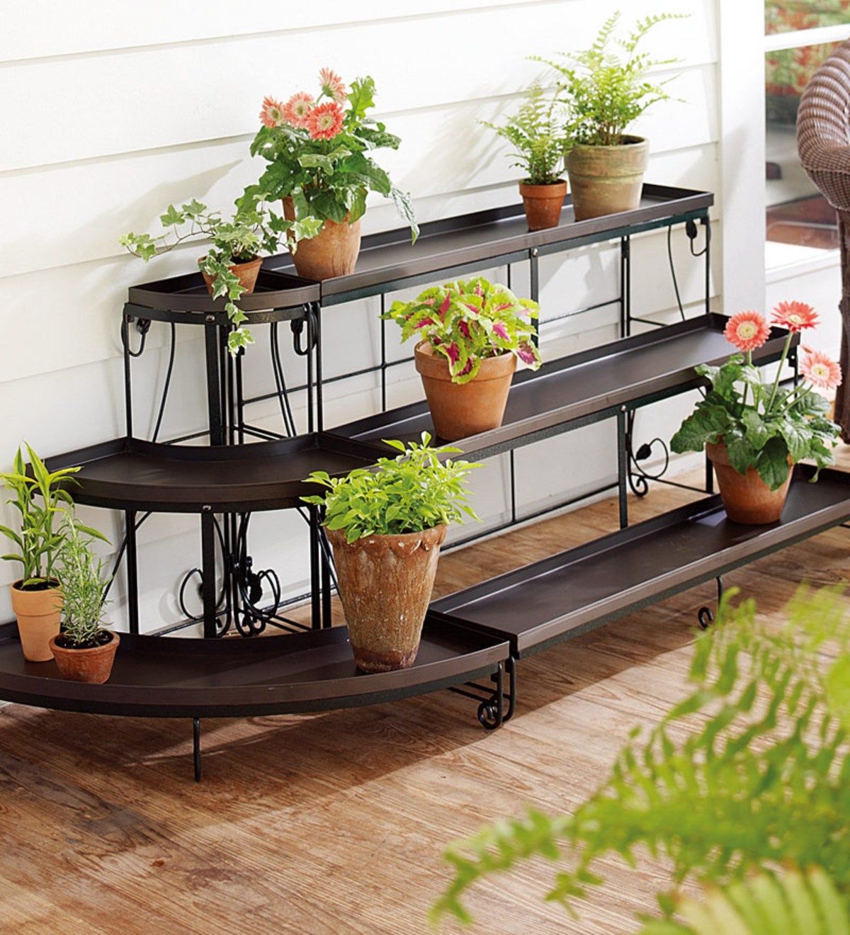 Three Tier Embellished Steel Plant Stand Set | Plowhearth With Regard To Three Tier Plant Stands (View 3 of 15)