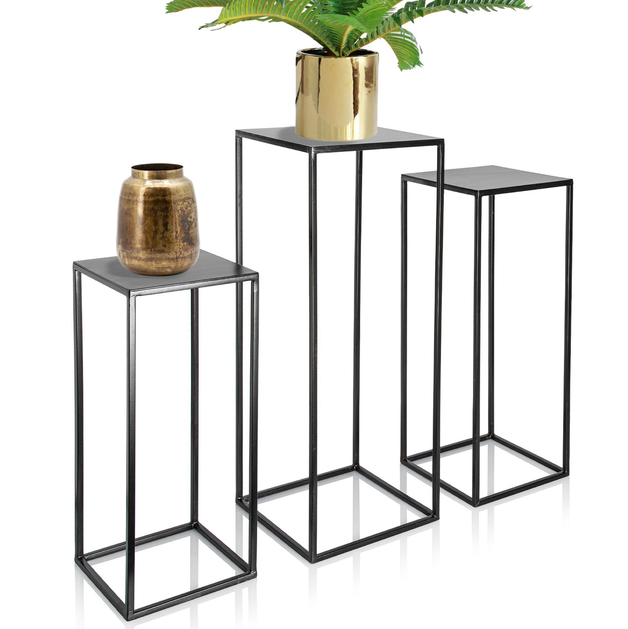 Trio Metal Plant Stand With High Square Rack Flower Holder | Kimisty Intended For Square Plant Stands (View 2 of 15)