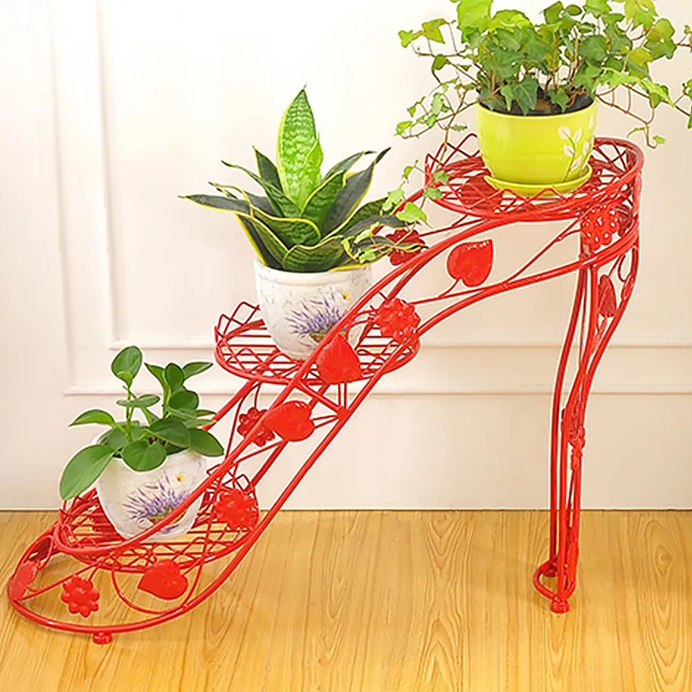Unique High Heel Plant Stand In Black/Red Metal Red Homary Within Red Plant Stands (View 8 of 15)
