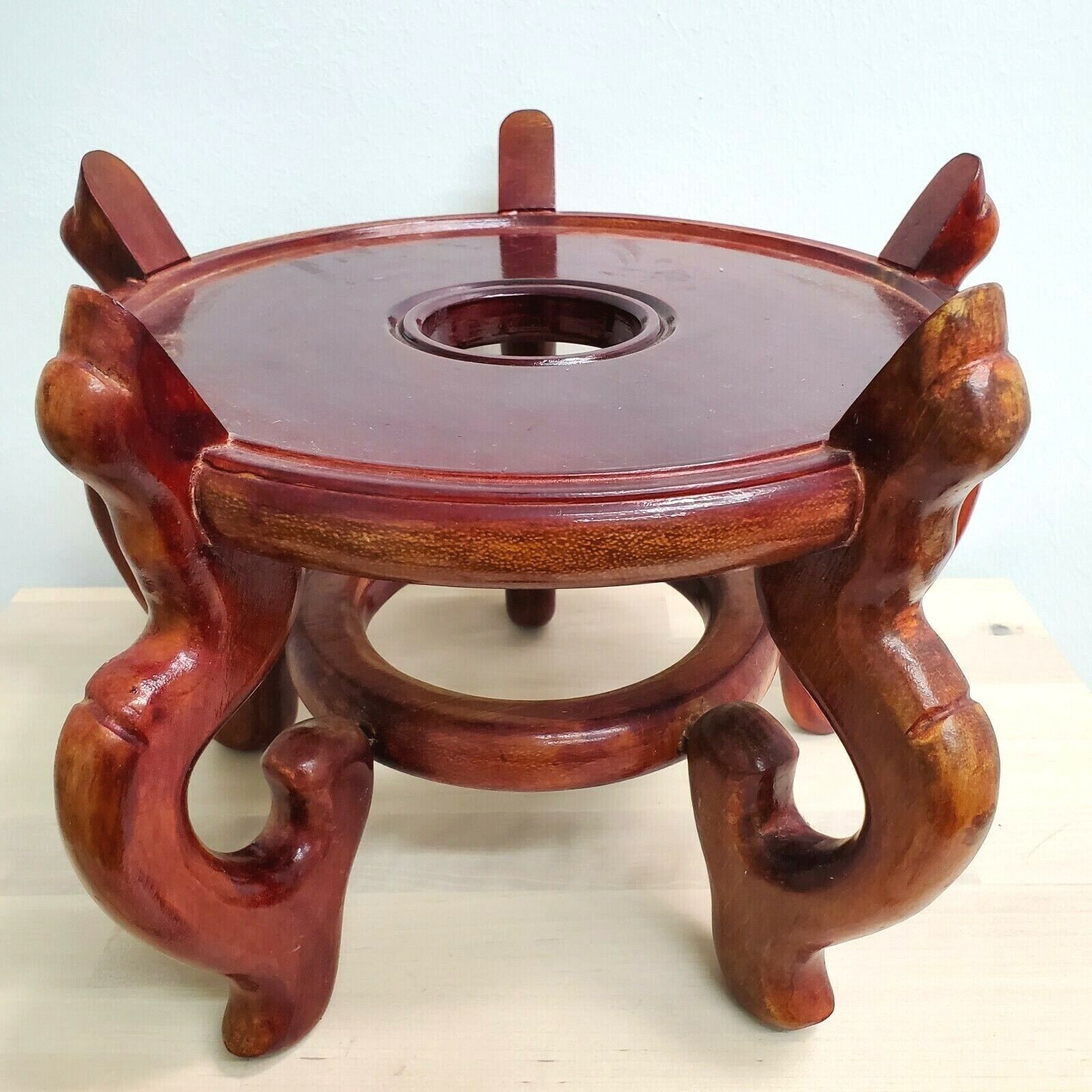 Vintage Fishbowl Plant Stand Display Carved Wood Asian Chinese Large Sturdy  | Ebay In Fishbowl Plant Stands (View 9 of 15)