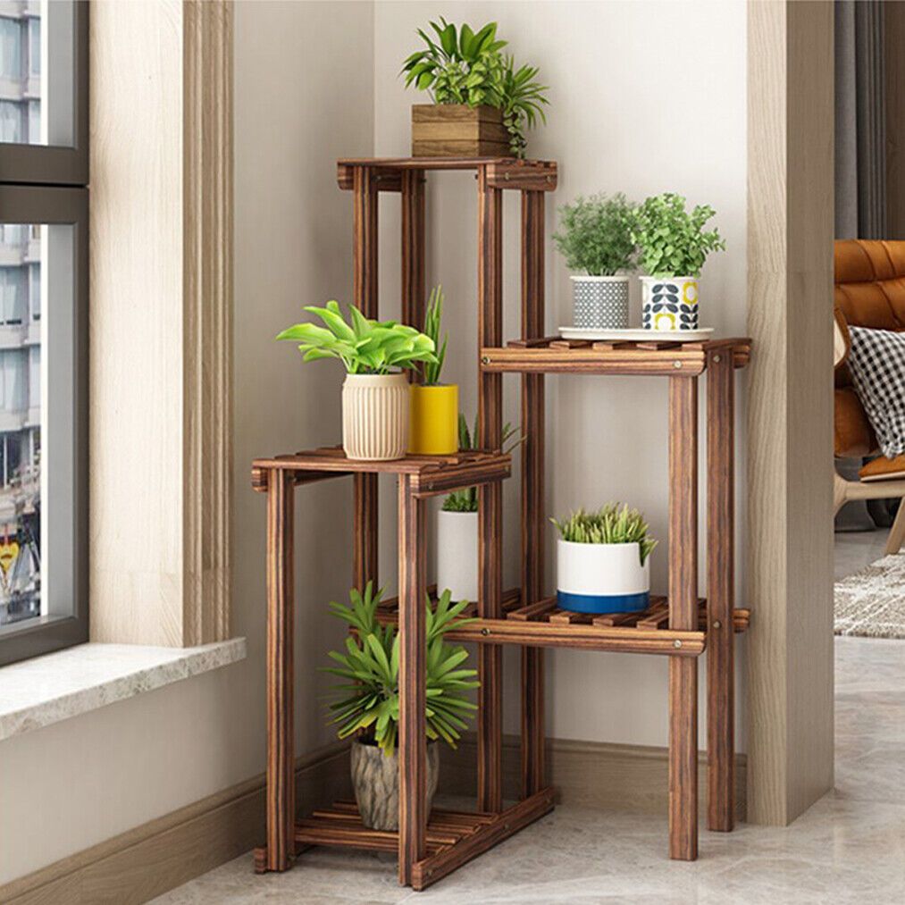 Well Arranged Wood Plant Stand Holder Flower Display Rack Indoor Outdoor  Corner | Ebay Pertaining To Wooden Plant Stands (View 5 of 15)
