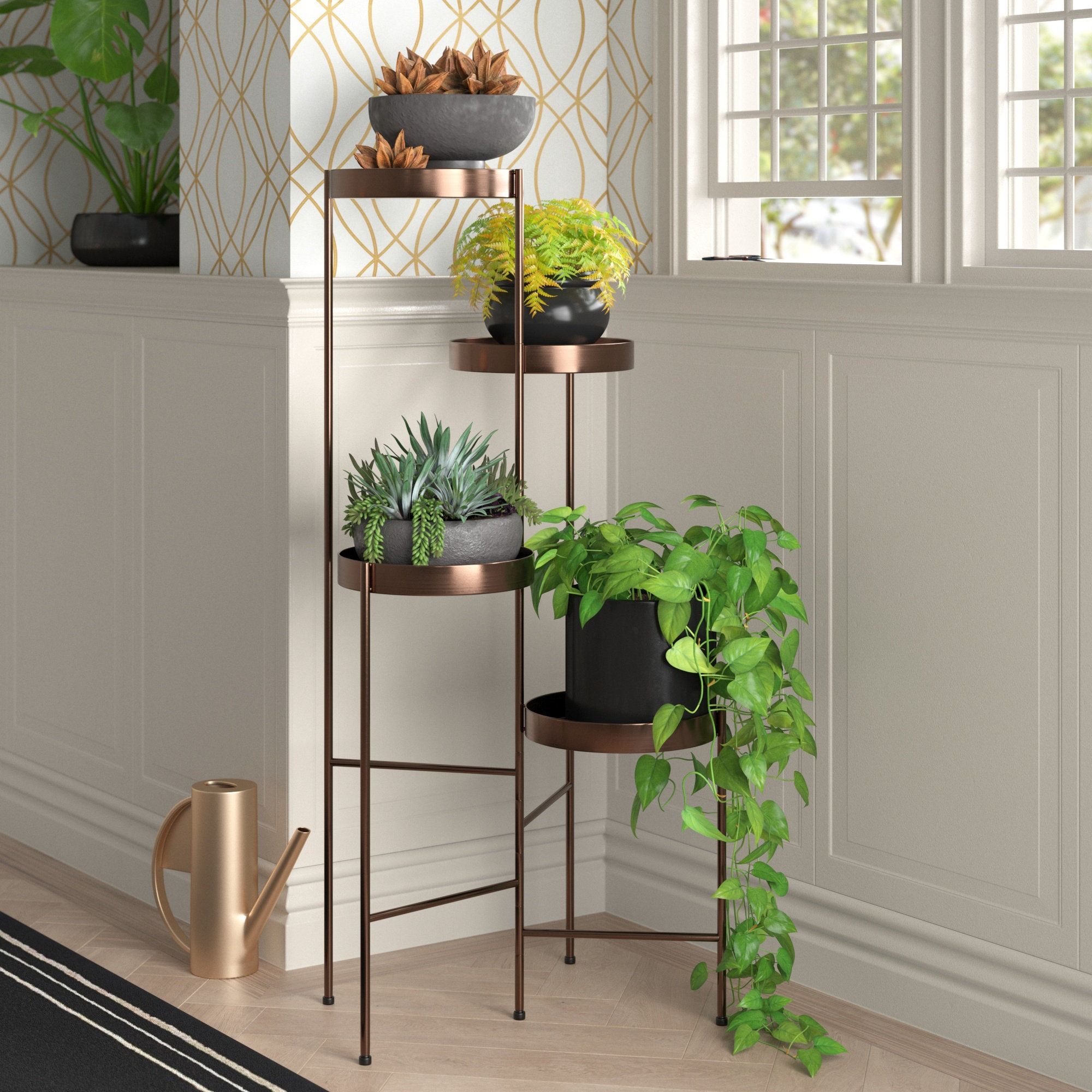 Willa Arlo Interiors Malachy Round Multi Tiered Plant Stand & Reviews |  Wayfair Within Bronze Plant Stands (View 15 of 15)