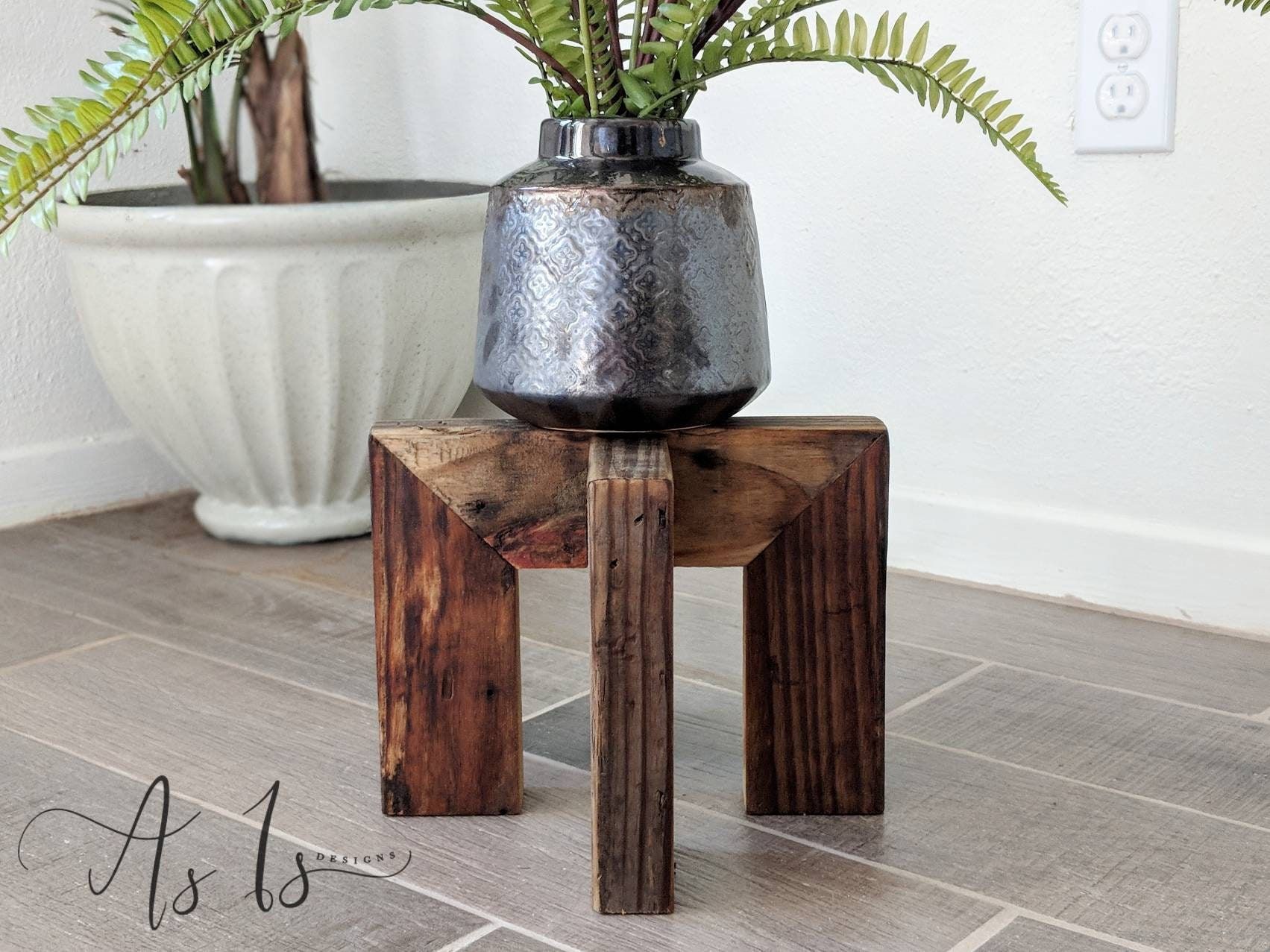 Wood Plant Stand Pot Holder Table Indoor Bohemian Decor – Etsy In Wooden Plant Stands (View 11 of 15)