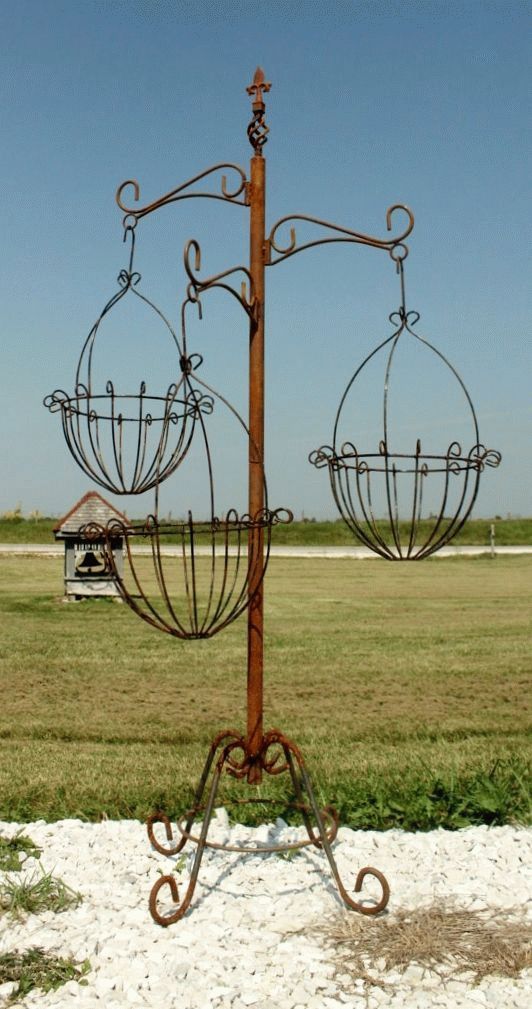 Wrought Iron Tree With Baskets Flower Plant Stand Inside Wrought Iron Plant Stands (View 12 of 15)