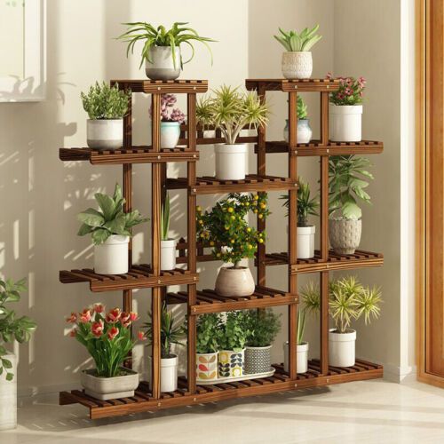 X Large Wooden Plant Stand Indoor Outdoor Patio Garden Planter Flower Pot  Shelf | Ebay Inside Wide Plant Stands (View 3 of 15)