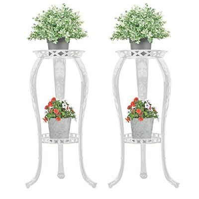 Yeavs 2 Pack Metal Plant Stand 2 Tier 32 Inch Rustproof Decorative Flower  Pot | Ebay Pertaining To White 32 Inch Plant Stands (View 15 of 15)
