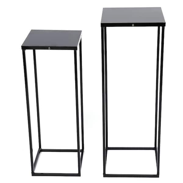Yiyibyus 2 Pieces Metal Plant Stand Modern Flower Pot Rack Indoor Outdoor Square  Plant Holder Black Ot Zjgj 5157 – The Home Depot Within Square Plant Stands (View 8 of 15)