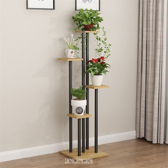 Zd14 Tier Wood Plant Shelf Pergola Particle Board Steel Frame Floor Type Wood  Flower Rack Living Room Balcony Flowerpot Holder – Plant Cages & Supports –  Aliexpress Inside Particle Board Plant Stands (View 15 of 15)