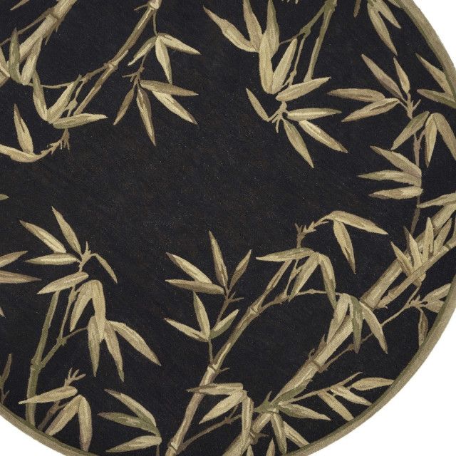 8' Black Hand Tufted Bordered Tropical Bamboo Round Indoor Area Rug – Asian  – Area Rugs  Homeroots | Houzz With Regard To Gray Bamboo Round Rugs (View 13 of 15)