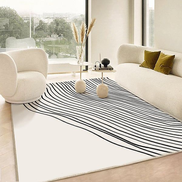 8' X 10' Multipurpose Rectangular Contemporary Low Key Black & White Area  Rug Homary Pertaining To Black And White Rugs (View 11 of 15)