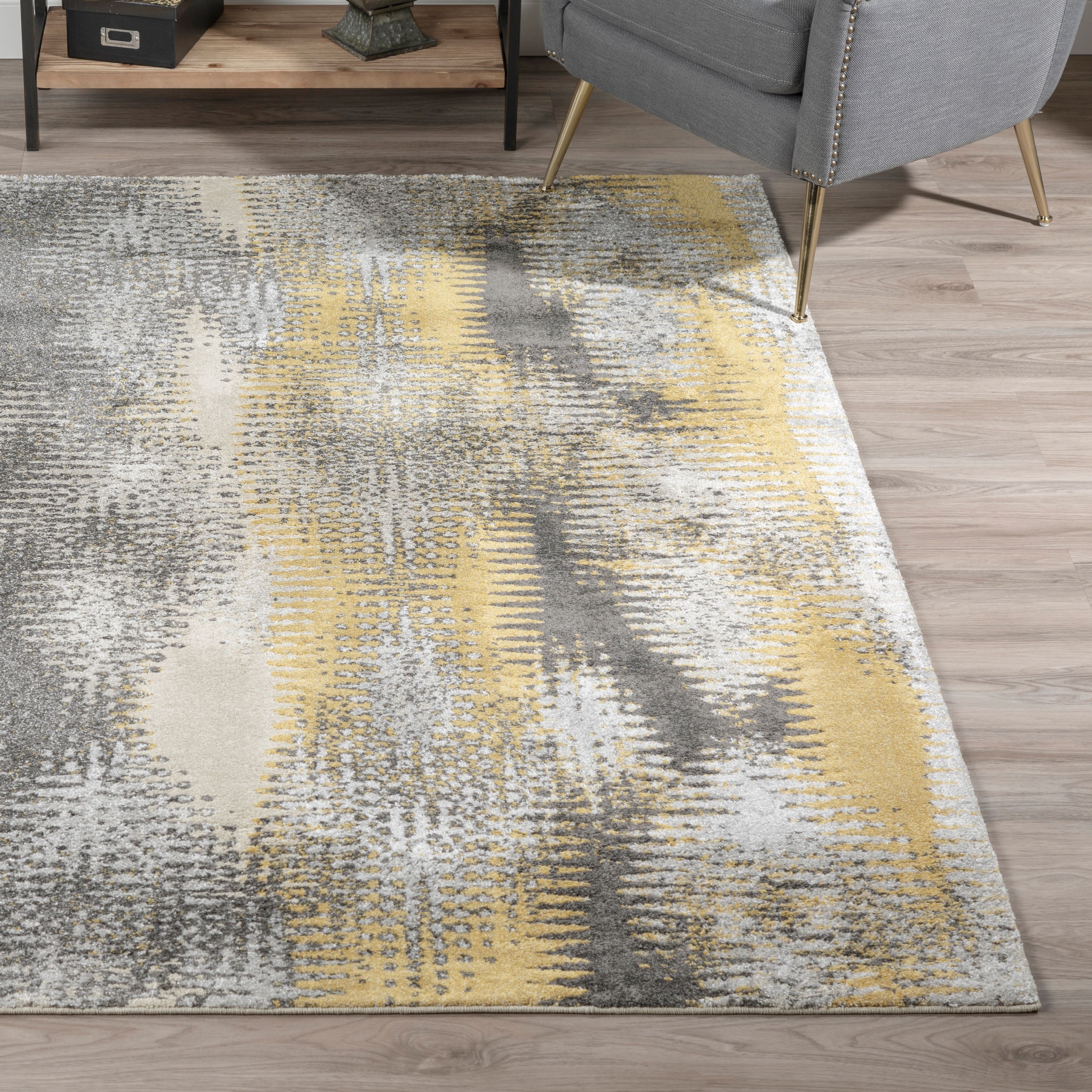Addison Rugs Platinum Collection Dynamic Abstract Yellow/Grey/Ivory Indoor  Rectangular Area Rug (5Undefined3 X 7Undefined7) –  5Undefined3"X7Undefined7" – On Sale – Overstock – 18611350 With Yellow Ivory Rugs (View 11 of 15)