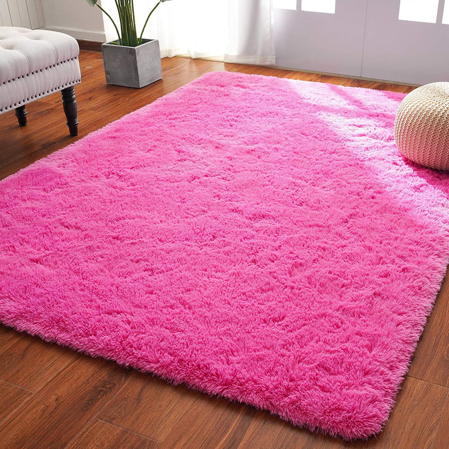 Arogan Super Soft Fluffy Area Rug For Living Room, Shaggy Carpet For  Bedroom Nursery Room,6'X9',Hot Pink – Walmart With Pink Soft Touch Shag Rugs (View 2 of 15)