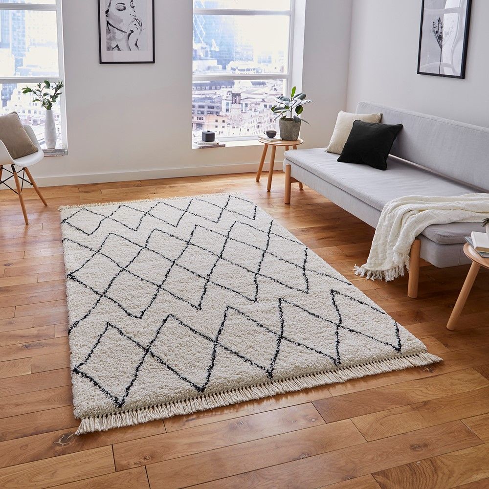 Boho 8280 White Black Rugs – Buy 8280 White Black Rugs Online From Rugs  Direct Within Black And White Rugs (View 15 of 15)