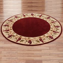 Bordeaux Grape Border Wool Round Rug With Border Round Rugs (View 8 of 15)
