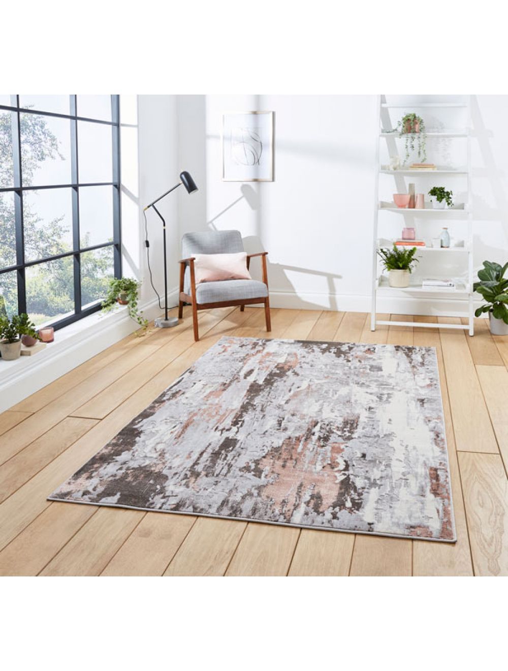 Buy Think Rugs Gr580 Apollo Grey / Pink Rose Abstract Rug | Free Uk Delivery Pertaining To Apollo Rugs (View 9 of 15)