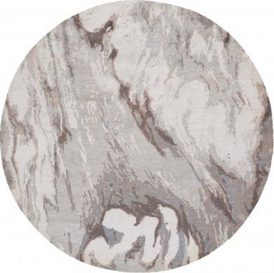 Calacatta Round Grey/Brown/Neutral Abstract Wool & Bamboo Silk Rugthe  Rug Company | The Rug Company In Gray Bamboo Round Rugs (Photo 2 of 15)
