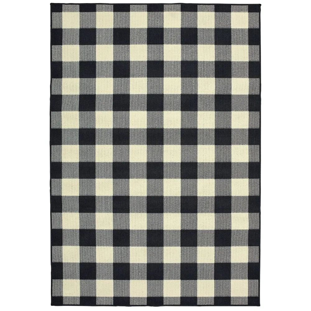 Captiv8E Designs 25X45 Madeline Plaid Check Patio Rug Black/Ivory |  Connecticut Post Mall With Regard To Ivory Madeline Rugs (View 12 of 15)