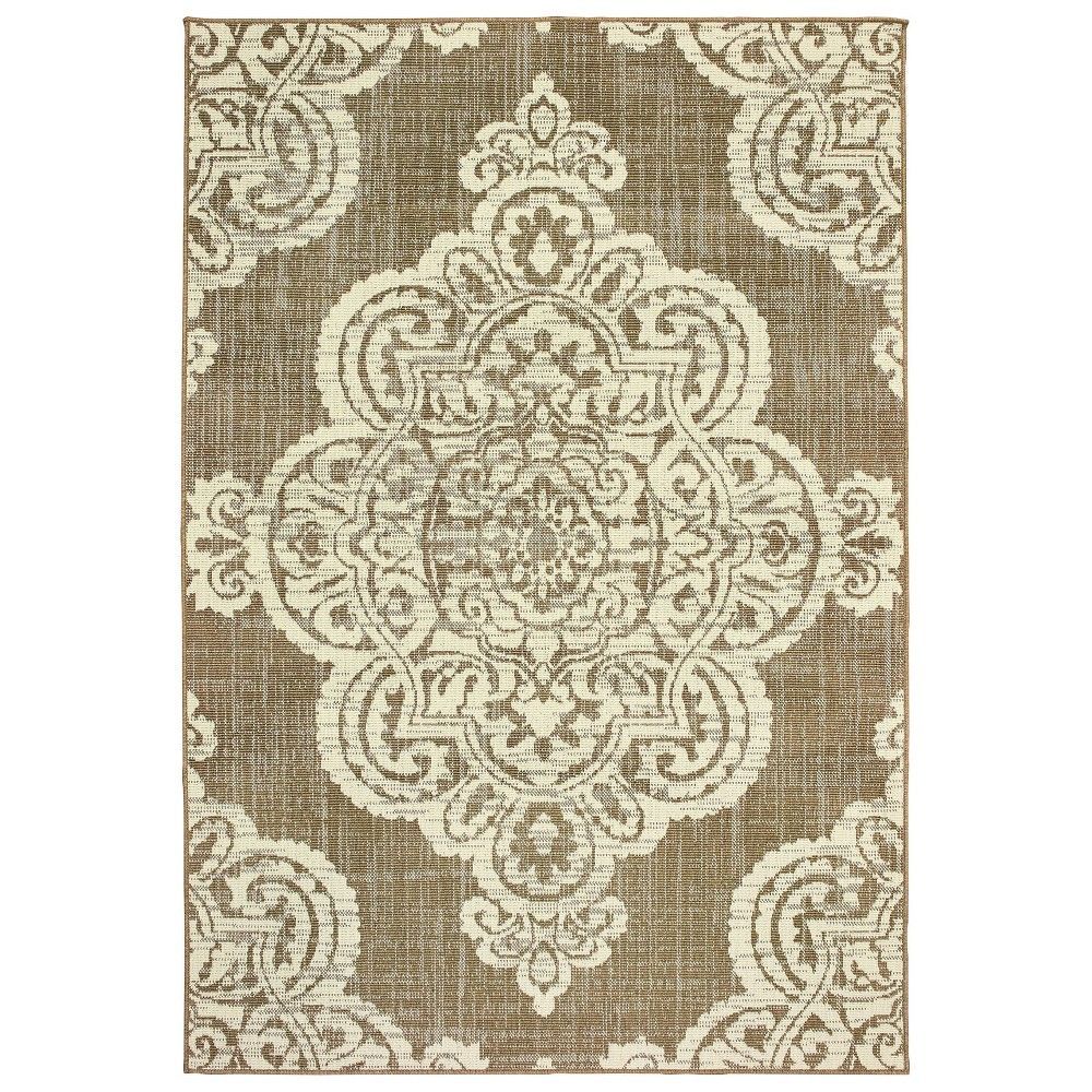 Captiv8E Designs 9X13 Madeline Overscale Medallion Patio Rug Tan/Ivory |  Connecticut Post Mall Intended For Ivory Madeline Rugs (Photo 10 of 15)