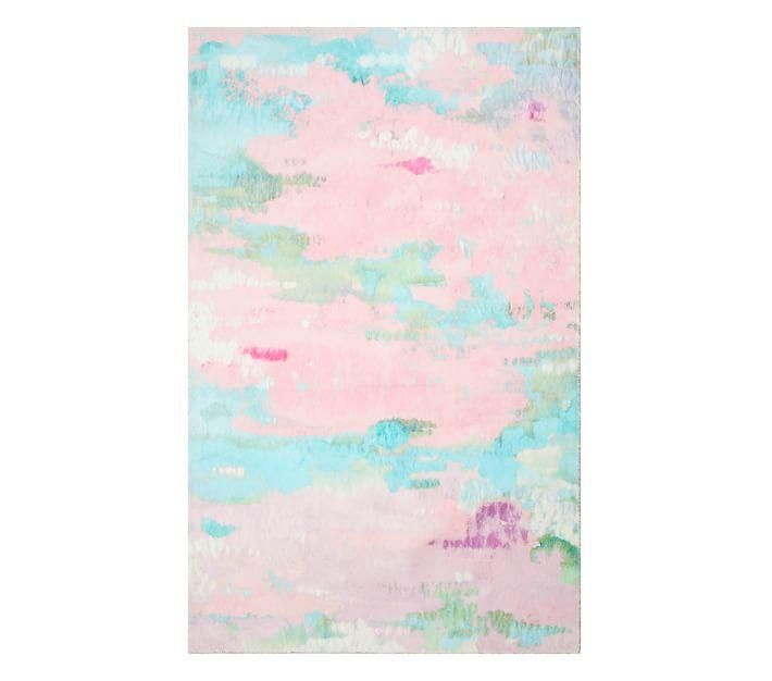 Clara Watercolor Pink Blue Abstract Rug With Regard To Pink And Aqua Rugs (Photo 8 of 15)
