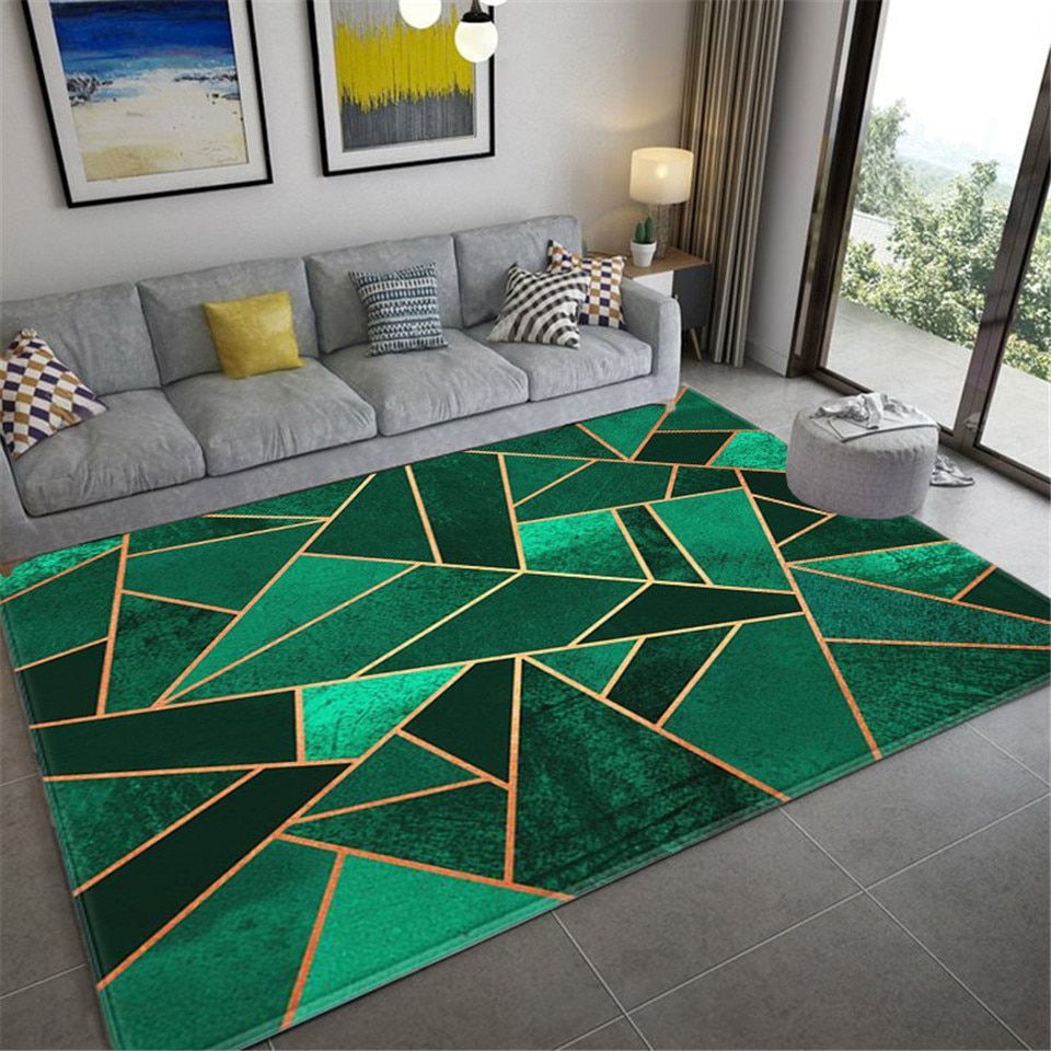 Dark Green Carpet For Living Room 3D Printed Geometric Rug Floor Rugs  Nordic Carpet Marble Pattern Mat Non Slip – Rug – Aliexpress Inside Green Rugs (Photo 11 of 15)