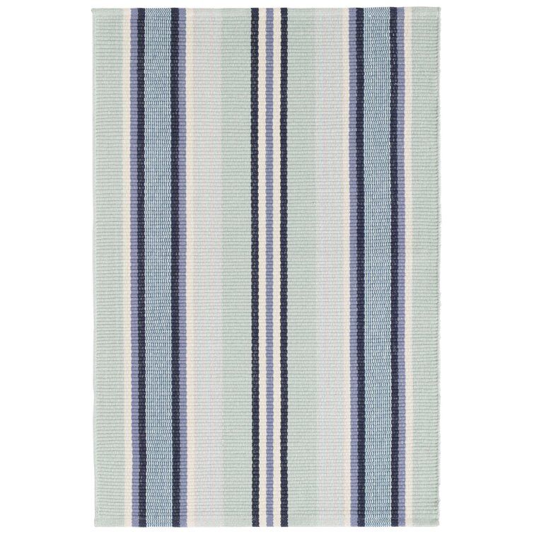 Dash And Albert Rugs Barbados Flatweave Cotton Striped Area Rug In Light  Green/Blue & Reviews | Perigold Within Green Calypso Rugs (View 14 of 15)