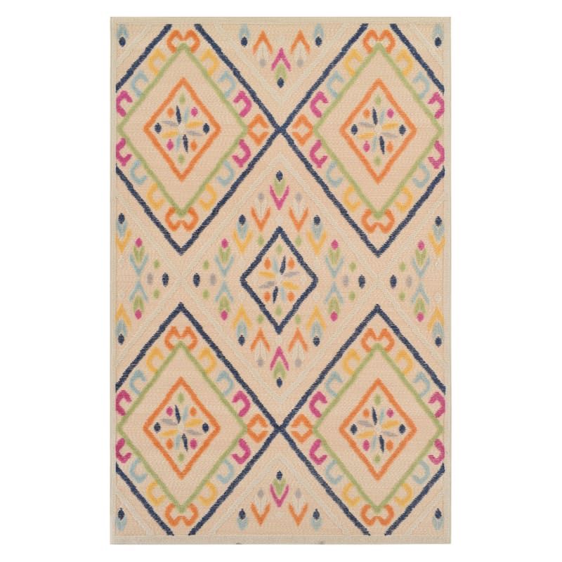(E287) Yellow & Ivory Diamond Design Indoor & Outdoor Rug With Yellow Ivory Rugs (View 12 of 15)