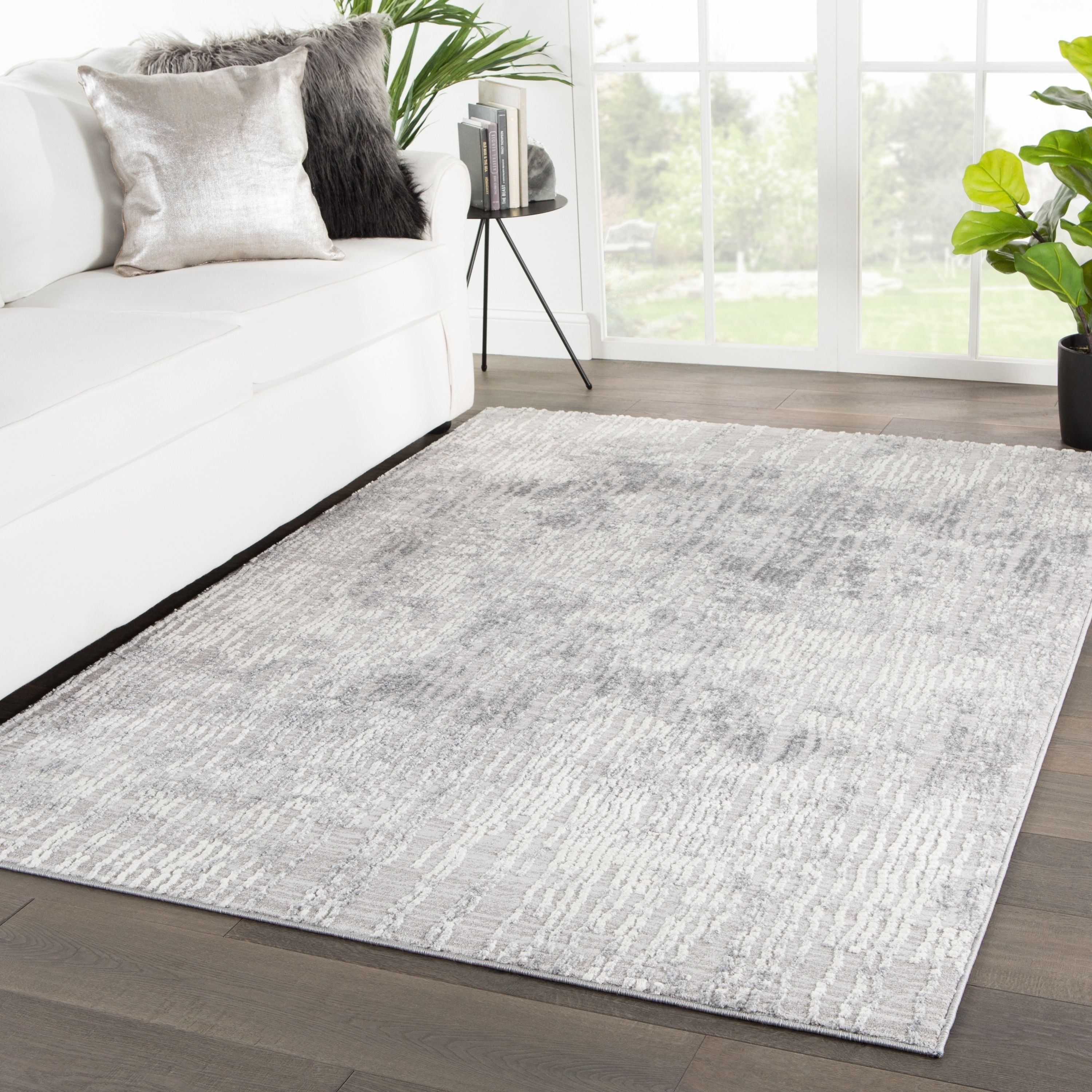 Elmira Abstract Light Gray/ White Area Rug – 4Undefined3" X 6Undefined1"  (As Is Item) – Overstock – 29780554 Pertaining To Light Gray Rugs (View 6 of 15)