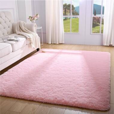 Everly Quinn Performance Light Pink Rug | Wayfair Intended For Light Pink Rugs (Photo 10 of 15)