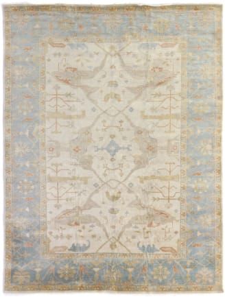 Exquisite Rugs Antique Weave Oushak Hand Knotted 9329 Ivory – Blue | Rug  Studio Pertaining To Ivory Blue Rugs (Photo 13 of 15)