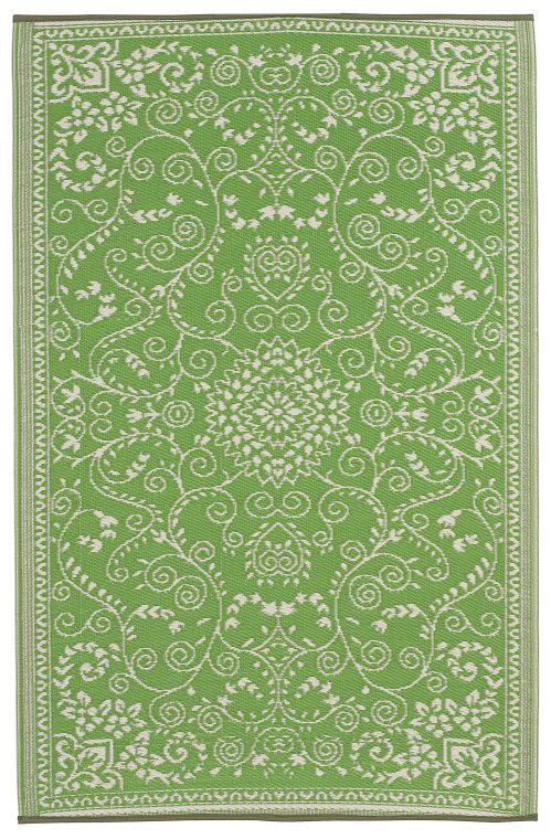 Fab Habitat Persian Waterproof Recycled Plastic Outdoor Rug For Patio Inside Green Rugs (Photo 5 of 15)
