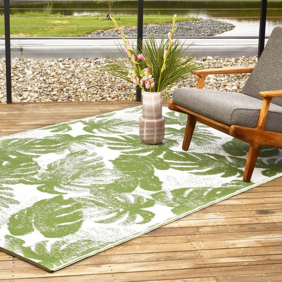 Fab Habitat Tropical Waterproof Recycled Plastic Outdoor Rug For Deck Inside Green Outdoor Rugs (Photo 13 of 15)