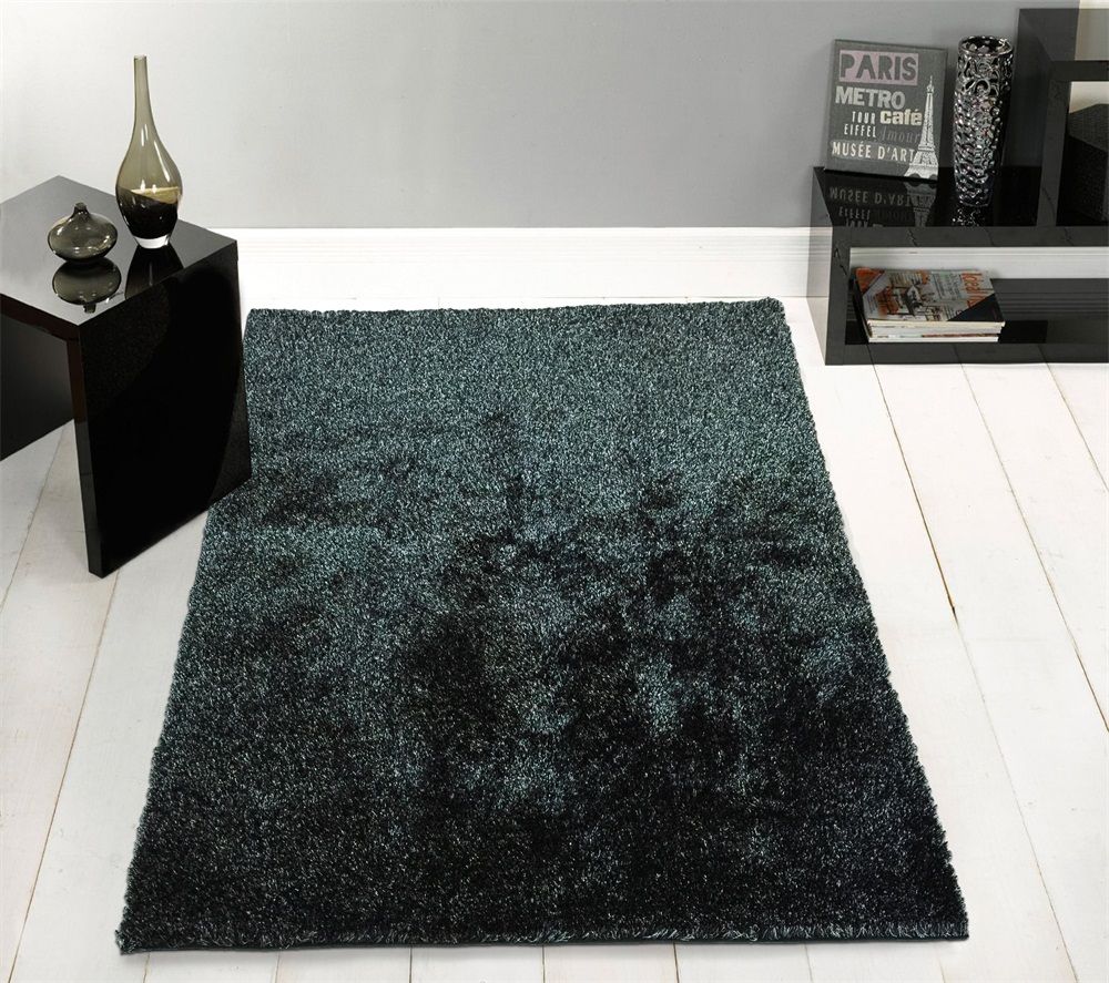 Fuzzy Shaggy Hand Tufted Area Rug In Black Ash (2 Ft X 3 Ft) – 1Stopbedrooms Within Ash Infinity Shag Rugs (View 14 of 15)