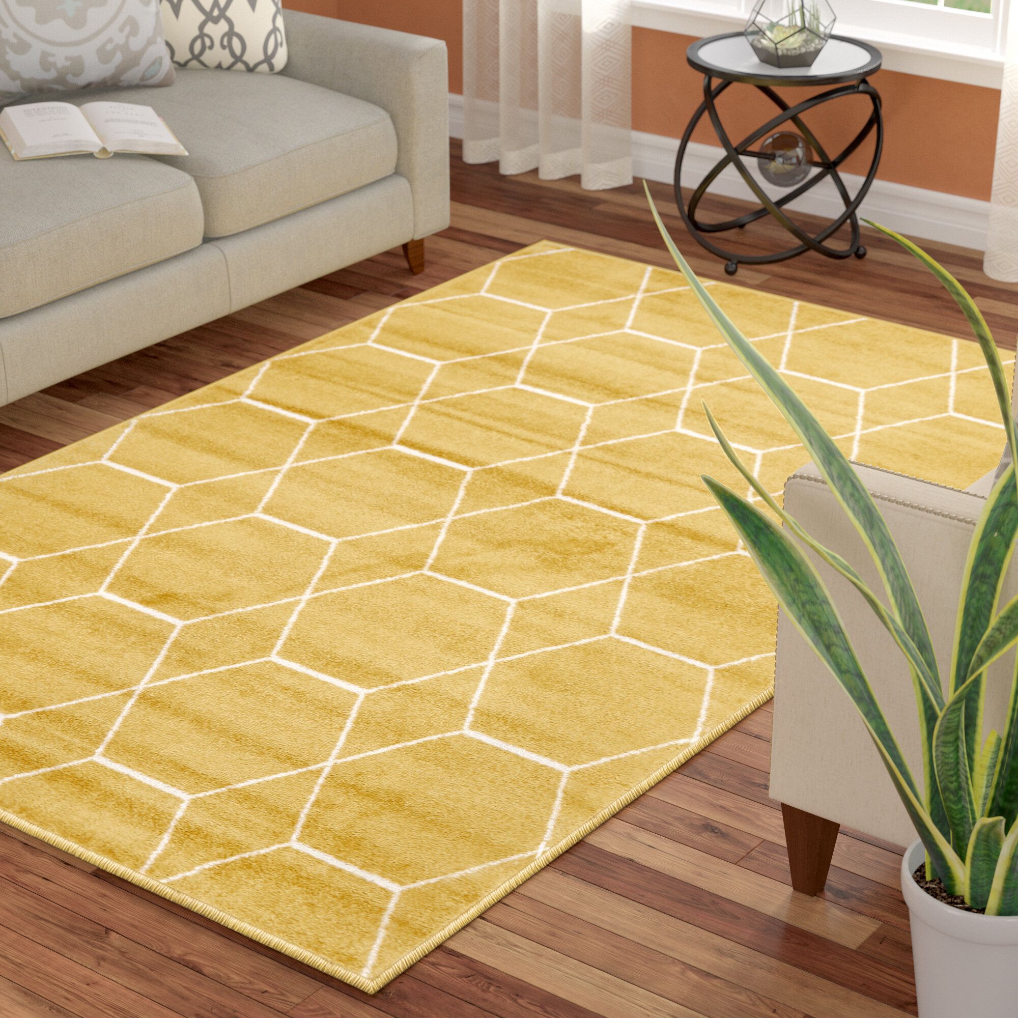 George Oliver Debrodie Performance Yellow Rug & Reviews | Wayfair Throughout Yellow Rugs (Photo 1 of 15)