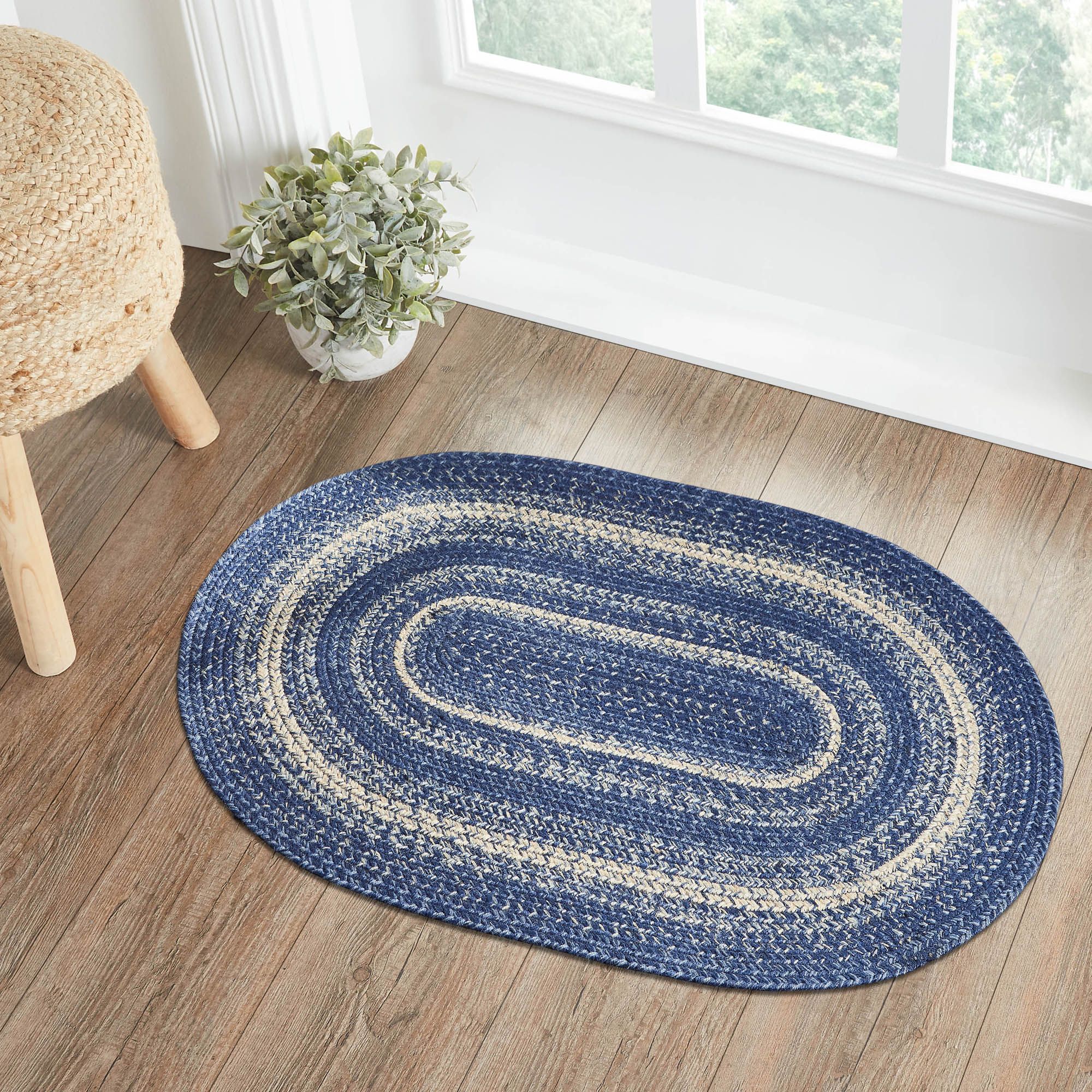 Great Falls Blue Jute Rug Oval W/ Pad 24X36 – 81351 With Timeless Oval Rugs (View 2 of 15)