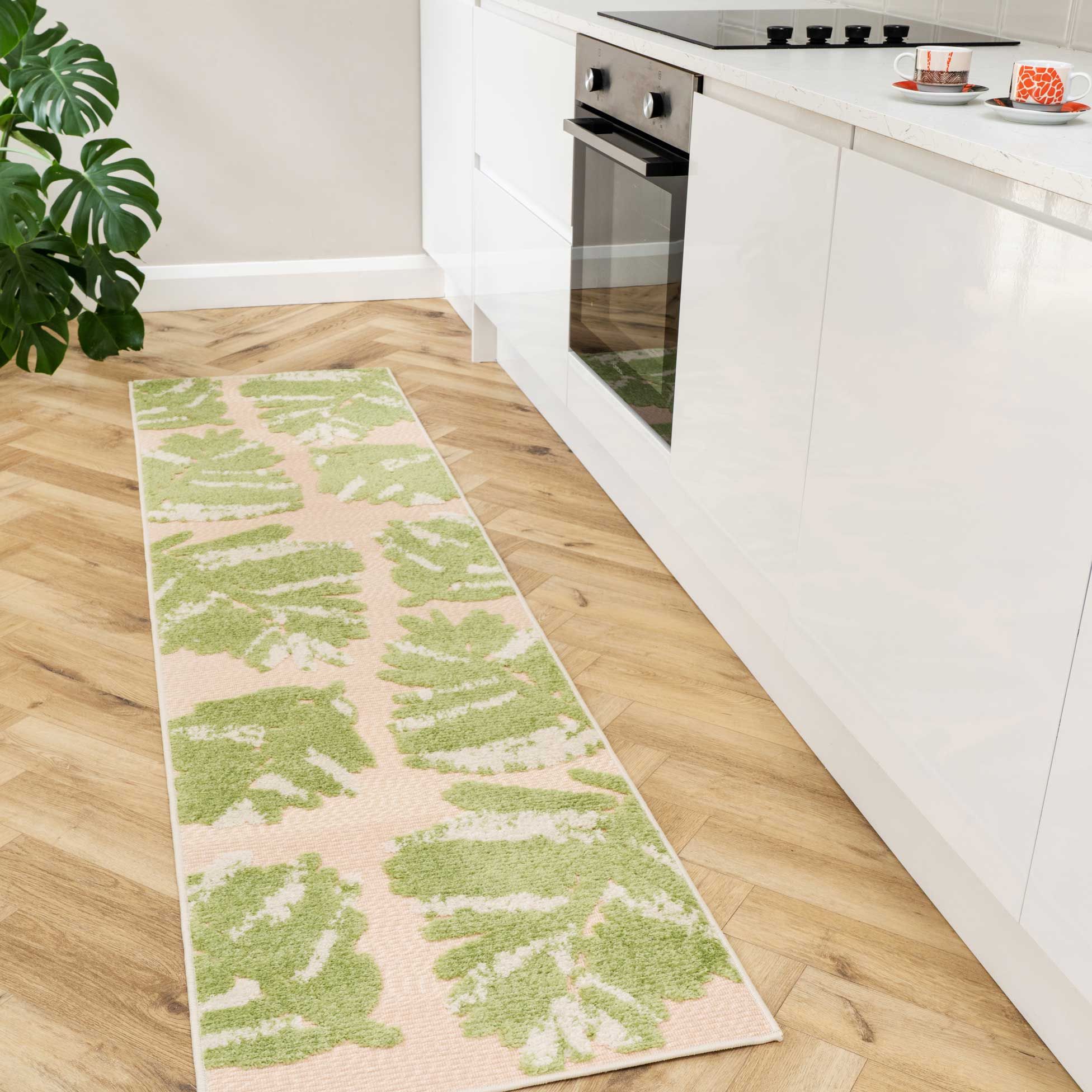 Green Palm Leaf Outdoor Runner Rug | Opera | Kukoon Rugs Online Within Green Outdoor Rugs (Photo 8 of 15)