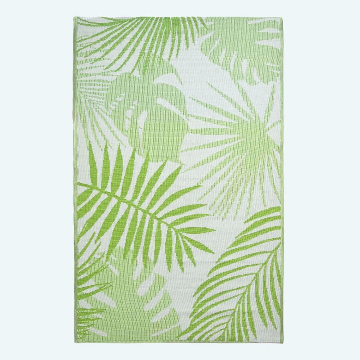 Green Tropical Leaf Pattern Reversible Outdoor Rug Inside Green Outdoor Rugs (View 4 of 15)